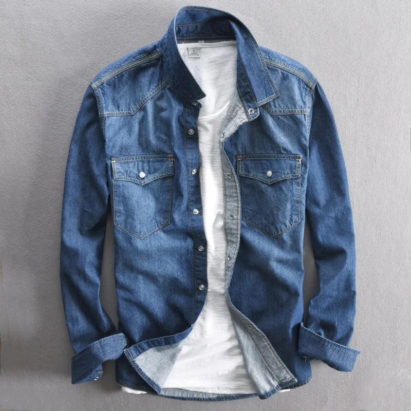 Men's Long-sleeved Solid Denim Shirt Fashion Brand Classic Retro Denim Pocket Decoration Business Shirt Spring and Autumn Tops
Men's Long-sleeved Solid Denim Shirt Fashion Brand Classic Retro Denim Pocket Decoration Business Shirt Spring and Autumn Tops