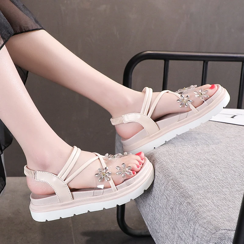 Women's Sandals 2020 New Trend Popular Slanted Heel Women New Platform Sponge Cake Fashion Fairy Style Roman Shoes