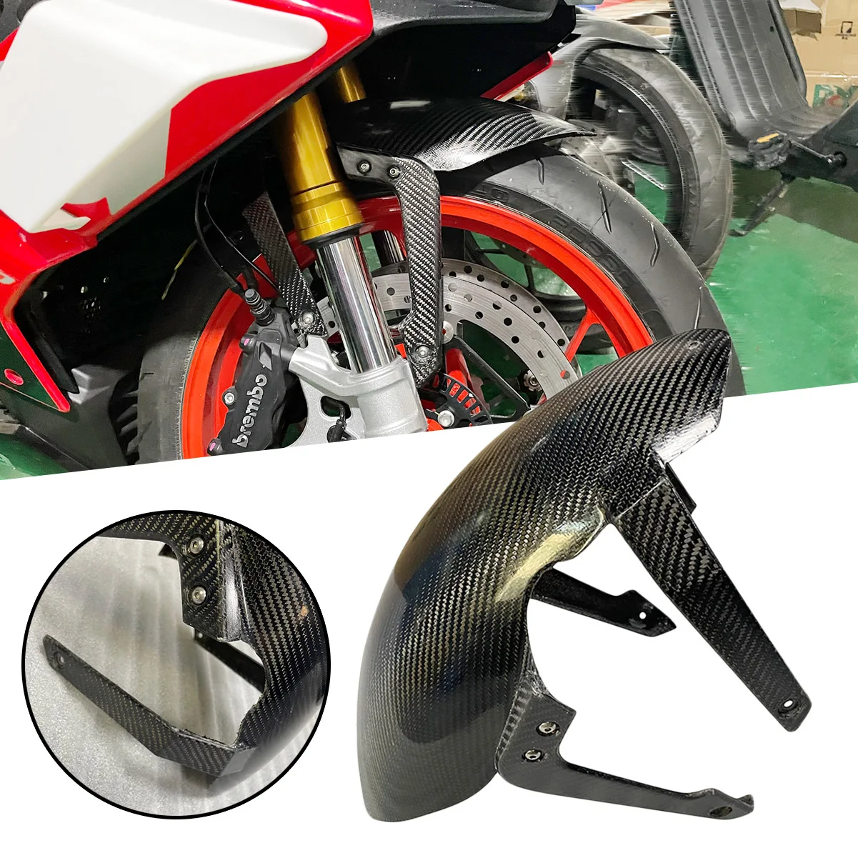 

Semspeed For Aprilia RS660 2021 Real Carbon Fiber Fenders Motorcycle Fairing Front Wheel Hugger Fender Mudguard Mud Splash Guard