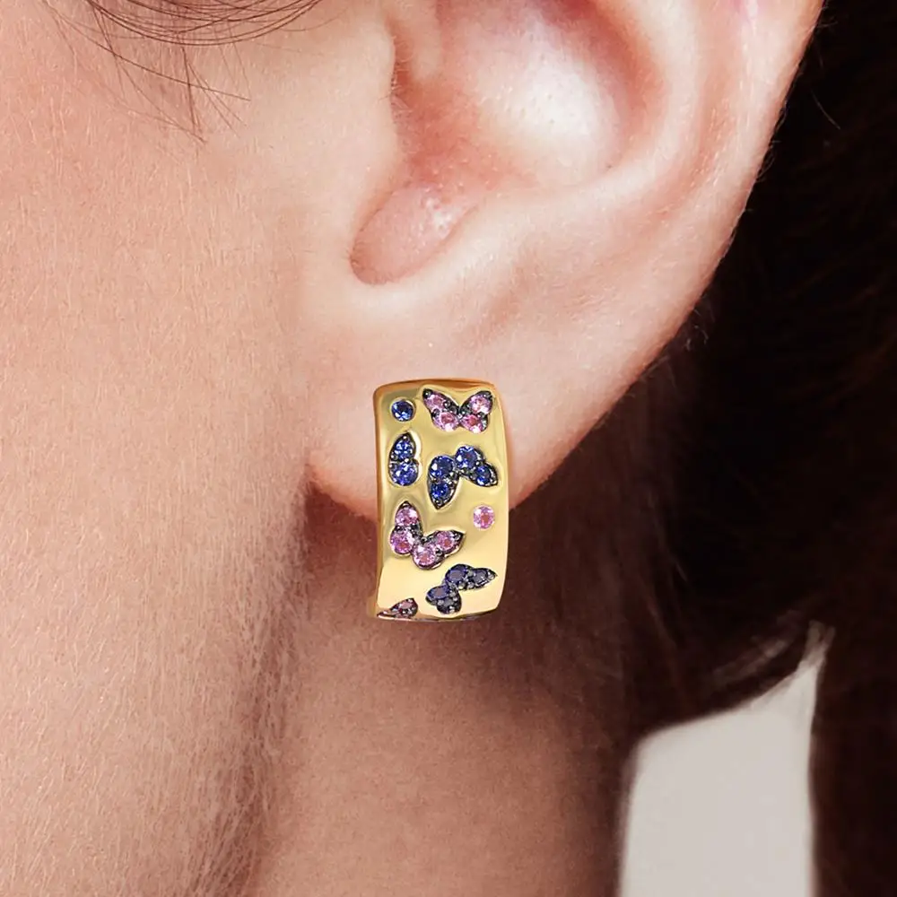 SANTUZZA Silver Earrings For Women 925 Sterling Silver Gold Color Created Blue Pink Sapphire Butterfly Trendy Party Fine Jewelry 
SANTUZZA Silver Earrings For Women 925 Sterling Silver Gold Color Created Blue Pink Sapphire Butterfly Trendy Party Fine Jewelry