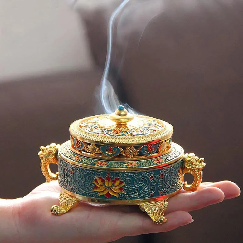 Incense Holders Incense Burner Tibetan Style Painted Enamel Zinc Alloy Coil Incense Holder Home Office Decoration Gift
Incense Holders Incense Burner Tibetan Style Painted Enamel Zinc Alloy Coil Incense Holder Home Office Decoration Gift