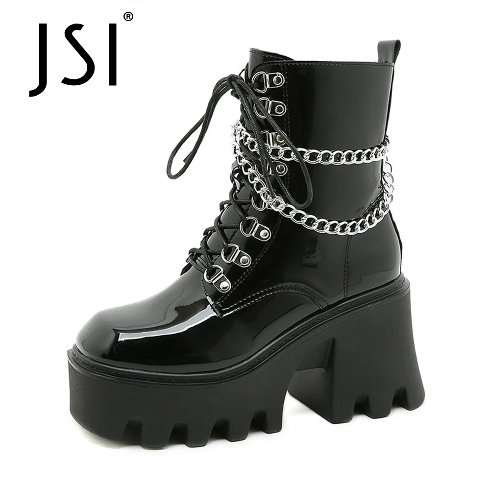 Женские ботинки JSI, с цепочкой, на массивном каблуке, большие размеры 35-43, на плоской платформе, VO629, из металла в стиле панк 
Женские ботинки JSI, с цепочкой, на массивном каблуке, большие размеры 35-43, на плоской платформе, VO629, из металла в стиле панк