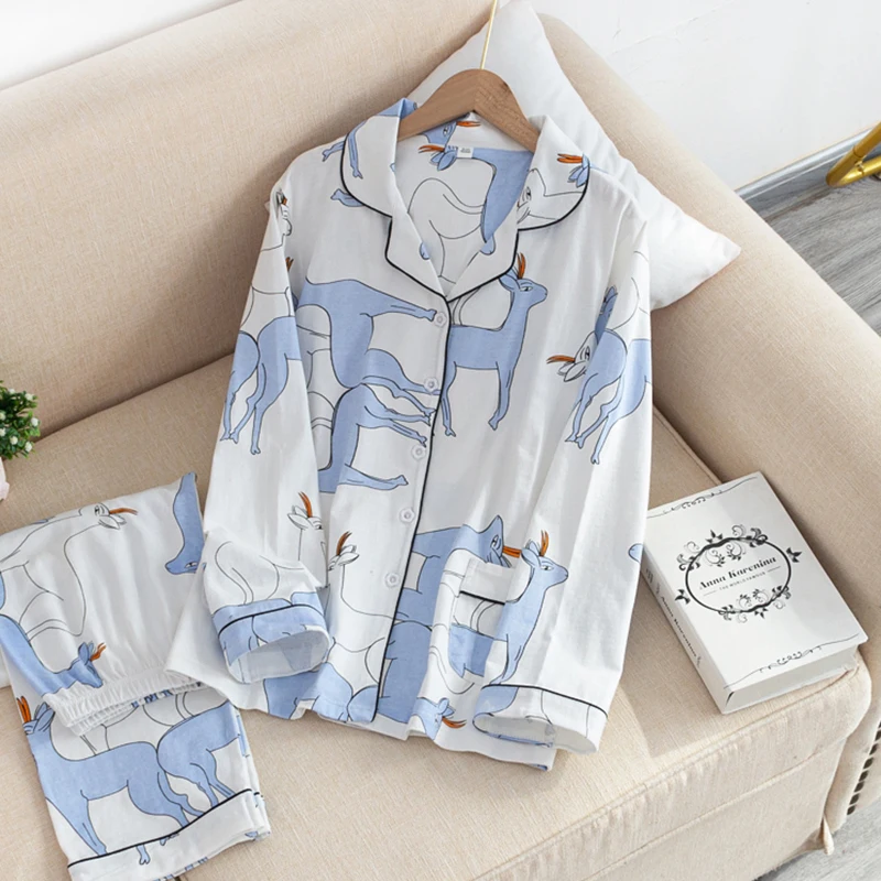 New Arrivals 100% Cotton Home Clothes Women Knitted Pajamas Set Cartoon Print Lounge Wear Female Plus Size Sleepwear Homewear
New Arrivals 100% Cotton Home Clothes Women Knitted Pajamas Set Cartoon Print Lounge Wear Female Plus Size Sleepwear Homewear