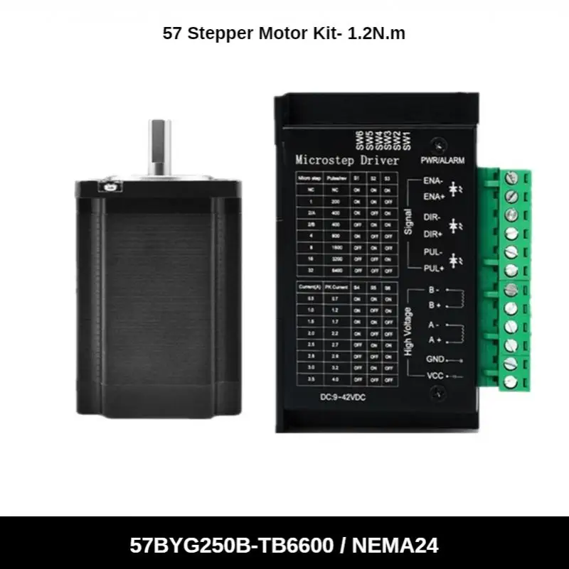 Комплект Драйвер шагового двигателя Nema24 57BYG250B 56 мм + TB6600 4A 9-42 В постоянного тока для гравировального фрезерного станка ЧПУ
Комплект Драйвер шагового двигателя Nema24 57BYG250B 56 мм + TB6600 4A 9-42 В постоянного тока для гравировального фрезерного станка ЧПУ
