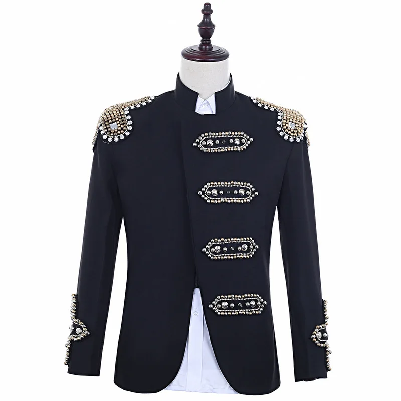Bead Decoration Male Singer Suit Men's Casual Jacket Punk Coat Black Blazer for Show Stage Club
Bead Decoration Male Singer Suit Men's Casual Jacket Punk Coat Black Blazer for Show Stage Club