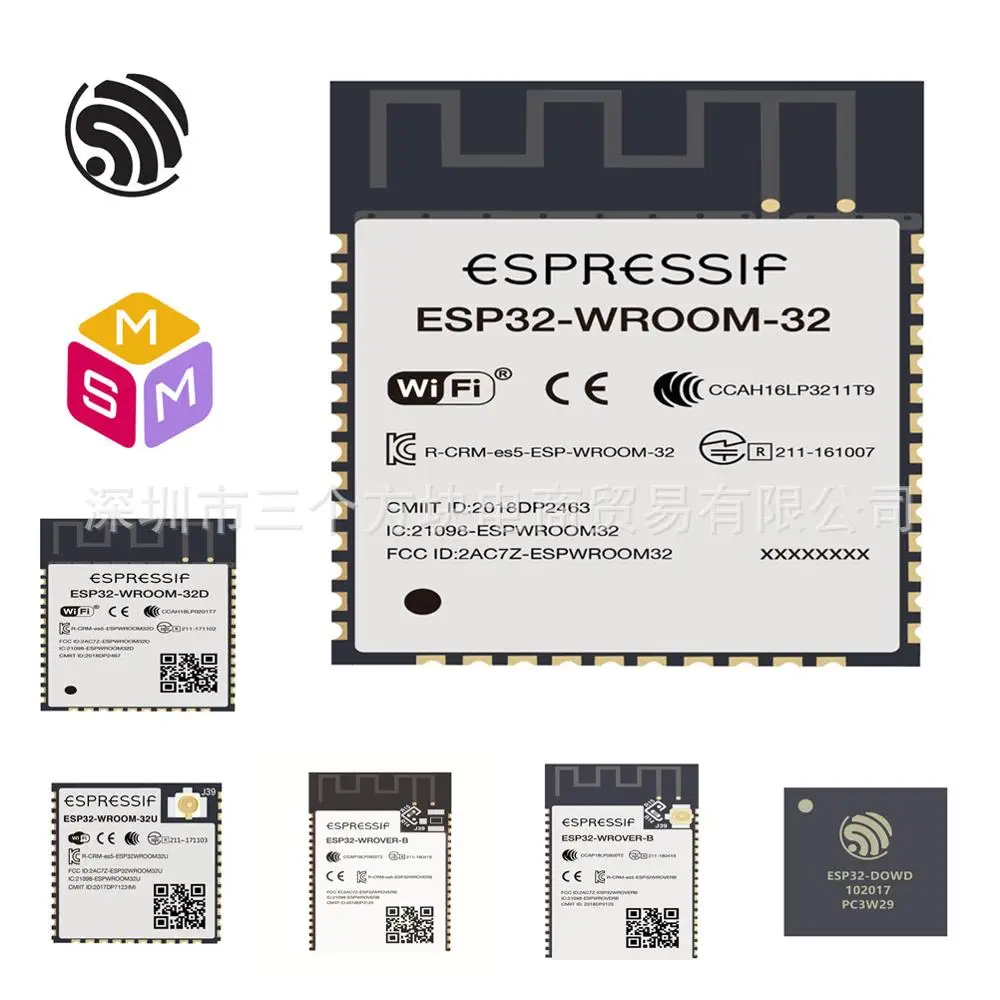 Фото ESP32 WROOM 32/D/U AIoT Espressif SoC двухъядерный Wi Fi BT/BLE модуль беспроводной/Прозрачная