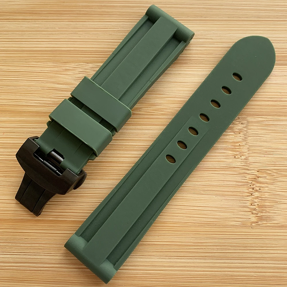Green Watch Band For PAM Rubber Silicone 22 24 26mm Watch Strap Watch Accessories Pin Clasp Buckle Watch Bracelet Watchband
Green Watch Band For PAM Rubber Silicone 22 24 26mm Watch Strap Watch Accessories Pin Clasp Buckle Watch Bracelet Watchband