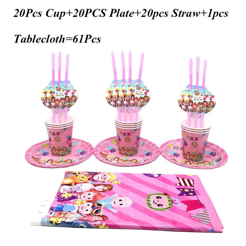 61Pcs Pink Cocomelon Baby Girls Cups Plates Straws Tablecloth Happy Birthday Kids Favor Baby Shower Party Decoration Supplies
61Pcs Pink Cocomelon Baby Girls Cups Plates Straws Tablecloth Happy Birthday Kids Favor Baby Shower Party Decoration Supplies