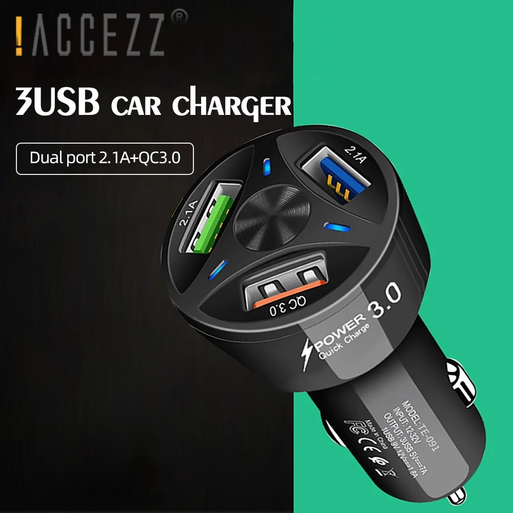 !ACCEZZ 3 Ports QC3.0 Car Charger 2.1A Dual USB Fast Charging For iPhone 12 11 XS Samsung Quick Charge Car Phone Charger Adapter
!ACCEZZ 3 Ports QC3.0 Car Charger 2.1A Dual USB Fast Charging For iPhone 12 11 XS Samsung Quick Charge Car Phone Charger Adapter