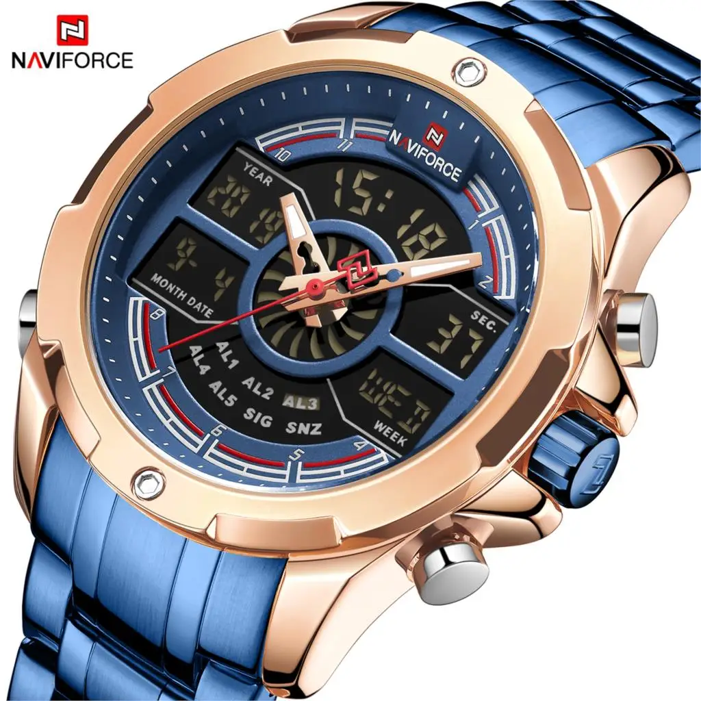 

NAVIFORCE Men Watch Clock Chronograph Military Top Brand Fashion Digital Stainless Steel Sport Analog 30M Waterproof Luxury 2020