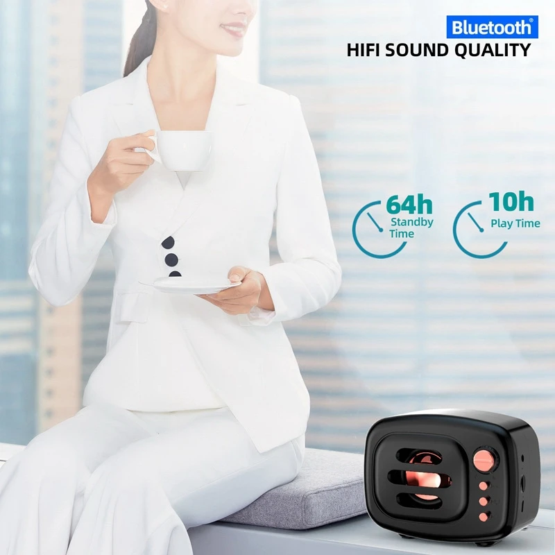 HXSJ New Wireless Bluetooth Speaker Rechargeable Bluetooth 5.0 Nostalgic Bluetooth Speaker