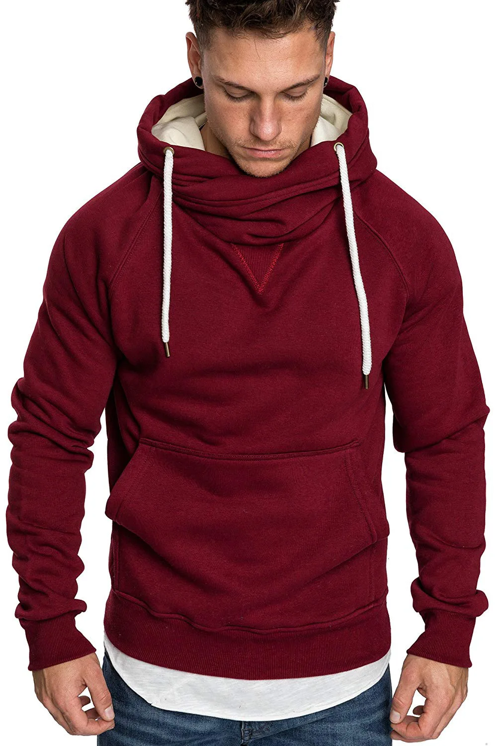 2019 spring and autumn new sweater men's stand collar fashion embroidery stitching solid color Hooded Sweater men's wear
2019 spring and autumn new sweater men's stand collar fashion embroidery stitching solid color Hooded Sweater men's wear