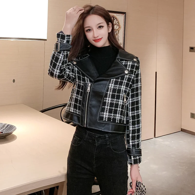 Wenfly Women PU Leather Plaid Turn-down Collar Zipper Korean Loose Coat Jacket Female Tide Punk Streetwear Short Outerwear
Wenfly Women PU Leather Plaid Turn-down Collar Zipper Korean Loose Coat Jacket Female Tide Punk Streetwear Short Outerwear
