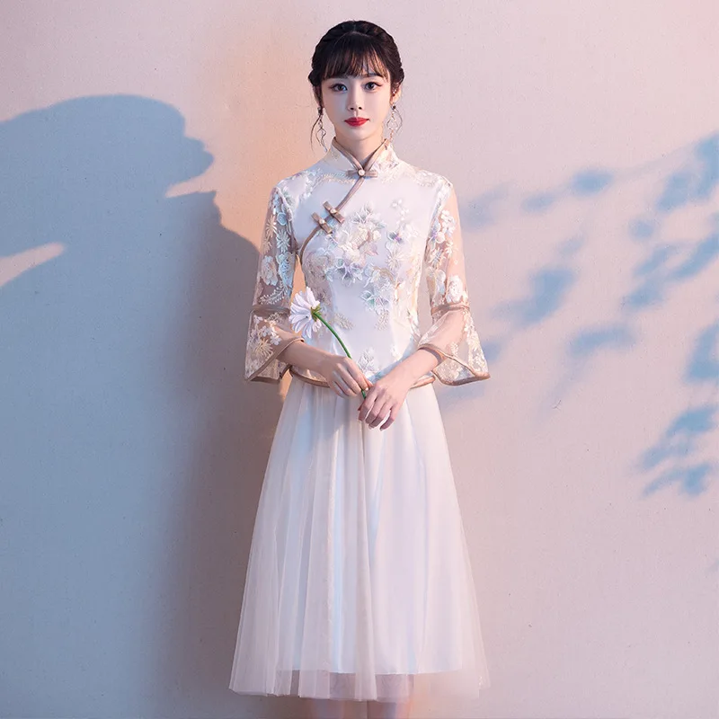 Bridesmaid dress Chinese retro cheongsam fairy formal gowns skirt wedding sexy mesh dresses A line all-match fashion new arrival
Bridesmaid dress Chinese retro cheongsam fairy formal gowns skirt wedding sexy mesh dresses A line all-match fashion new arrival