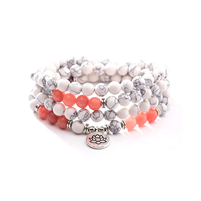 New Design Natural Howlite Beads Bracelet Buddhist 108 Mala Bracelet Lotus Pendant Chakra Bracelet Energy Stone Yoga Necklace
New Design Natural Howlite Beads Bracelet Buddhist 108 Mala Bracelet Lotus Pendant Chakra Bracelet Energy Stone Yoga Necklace
