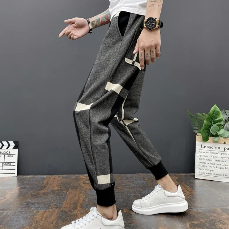 New Men Woolen Casual Pencil Pants Patchwork Plaid Ankle Length Harem Pants Male Autumn Winter Slim Fit Micro-Elasticity Black
New Men Woolen Casual Pencil Pants Patchwork Plaid Ankle Length Harem Pants Male Autumn Winter Slim Fit Micro-Elasticity Black