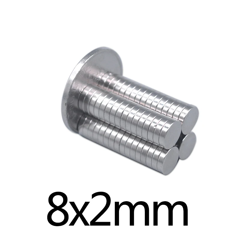 

50/100/200pcs 8x2 mm NdFeB Mini Small circular Magnets 8mmx2mm Fridge N35 Neodymium Magnet Dia 8x2mm Permanent Magnets 8*2