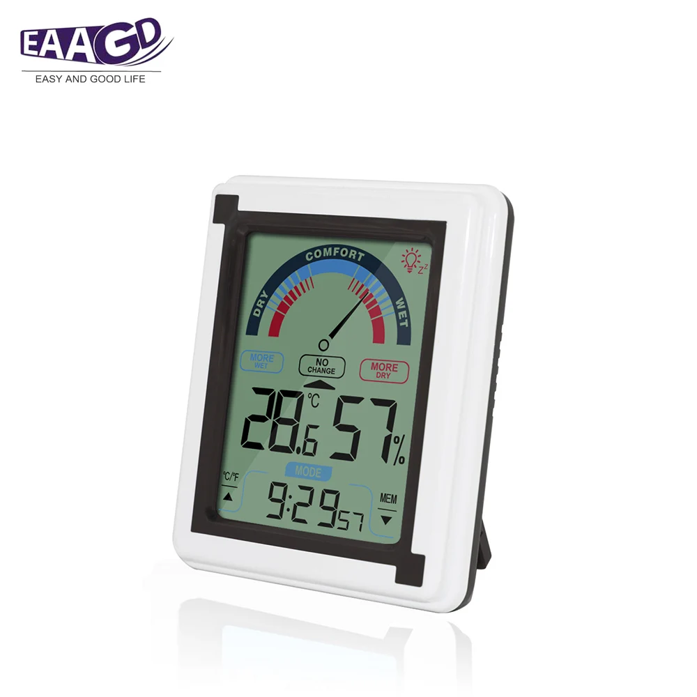 1Pcs Home Office Electronic Digital Thermometer and Hygrometer, Big LCD Touch Screen Time Clock with Backlit
1Pcs Home Office Electronic Digital Thermometer and Hygrometer, Big LCD Touch Screen Time Clock with Backlit