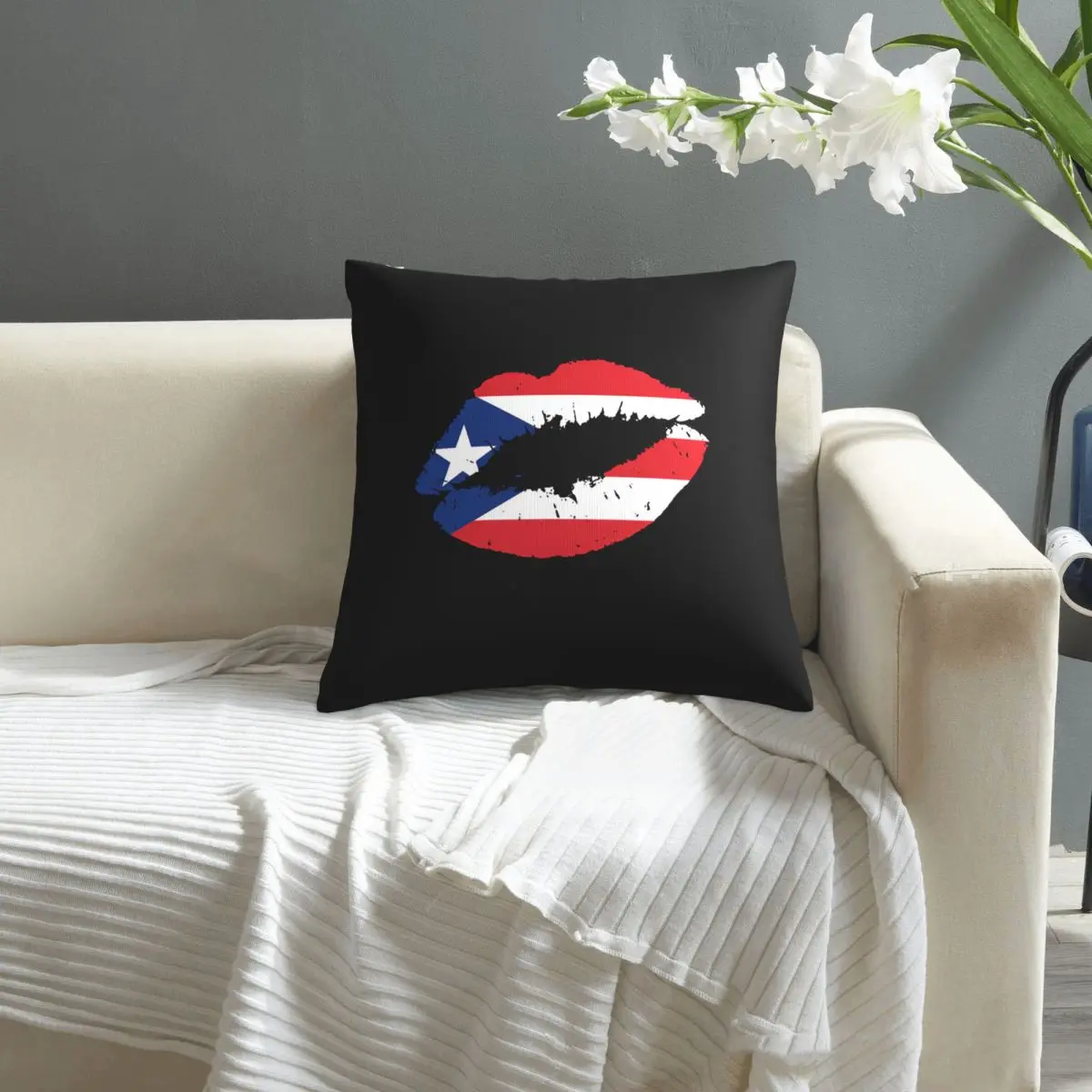 

Puerto Rico Lips Kiss Puerto Rican Flag Pride Gift Gift Items pillowcase printed cushion cover sofa waist pillow pillow cover