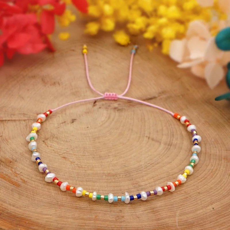 Charm Bracelet Natural Freshwater Pearl Bracelet Miyuki Rice Beads Hand-woven Rainbow Beaded Small Bracelet Bangles for Women
Charm Bracelet Natural Freshwater Pearl Bracelet Miyuki Rice Beads Hand-woven Rainbow Beaded Small Bracelet Bangles for Women