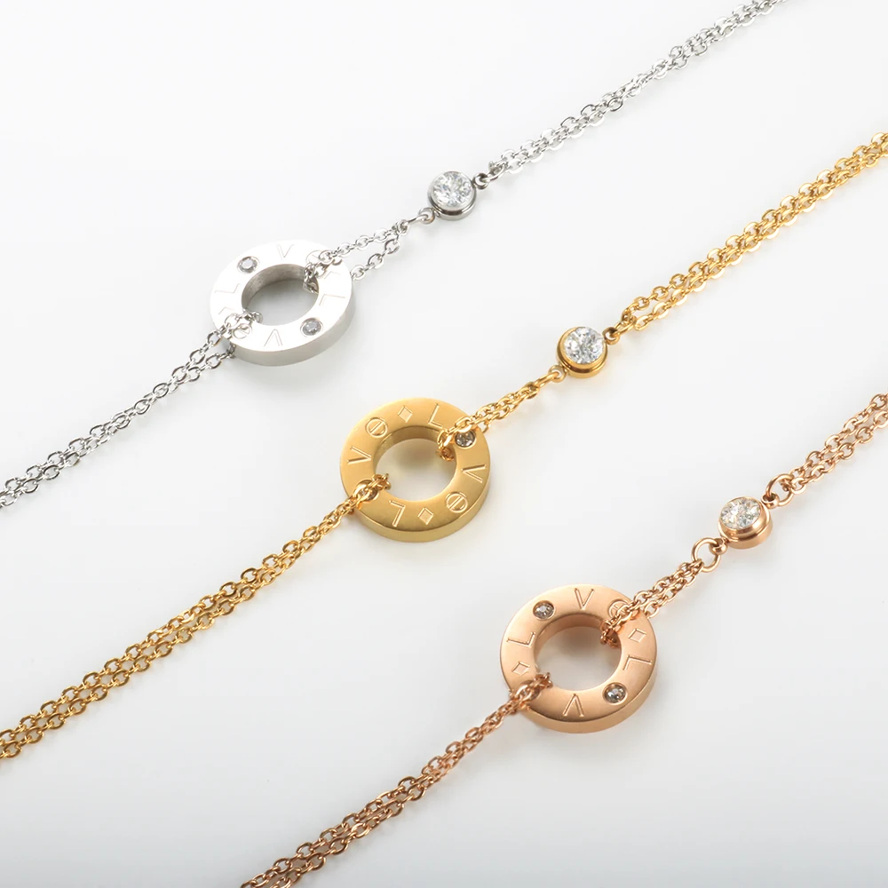 Charm Bracelet Love Popular Double Layer Bracelet with Diamond 18K Gold Rose Steel No Fading No Allergy Bracelet 22CM
Charm Bracelet Love Popular Double Layer Bracelet with Diamond 18K Gold Rose Steel No Fading No Allergy Bracelet 22CM