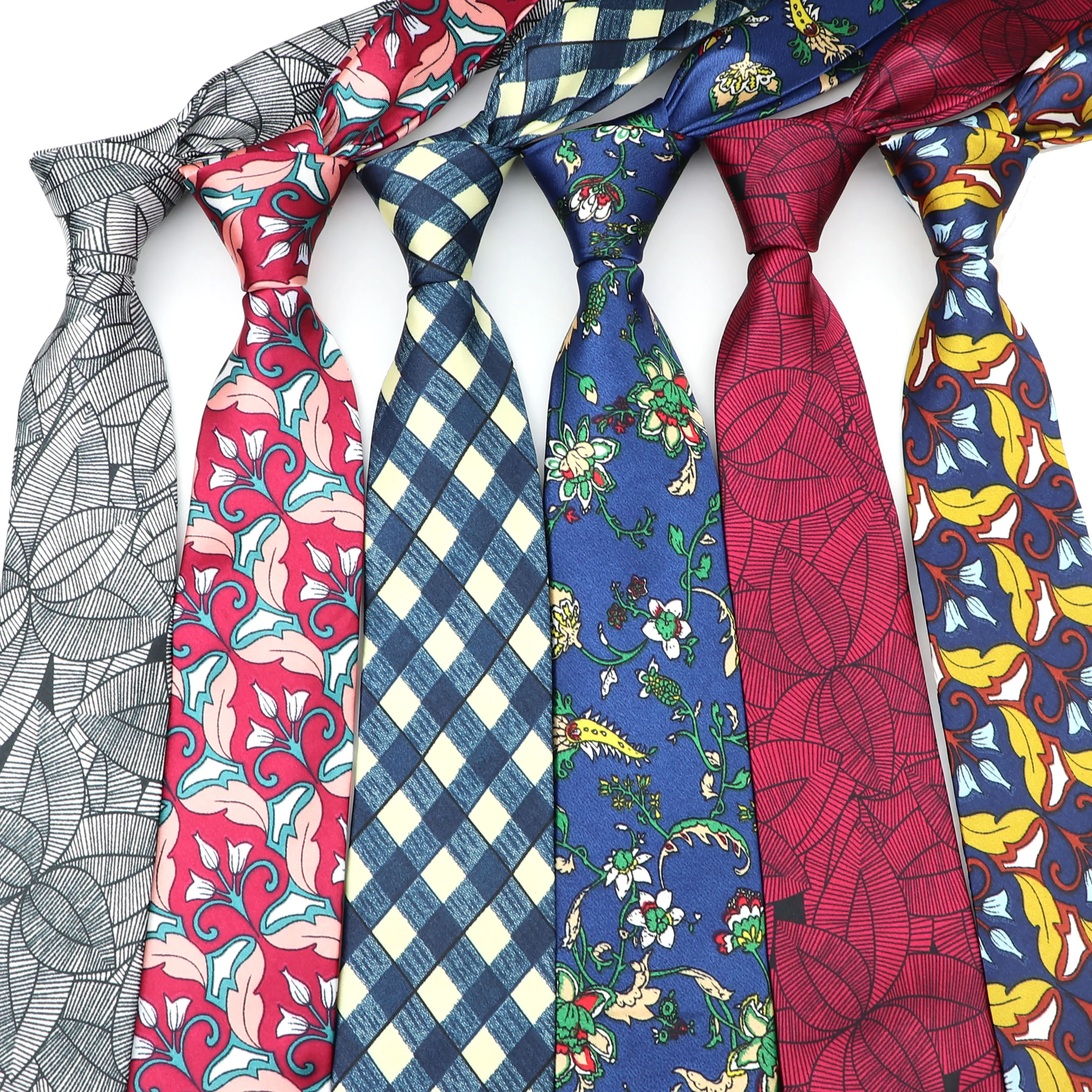 Silk Touch Vintage Polyester Tie Print 7cm Luxury Floral Necktie Plaid Dot Paisley Cravat Banquet Suit Tuxedo Gift For Men Daily |