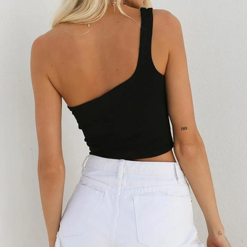 Women Summer Beach Vest Bare Midriff One Shoulder Crop Tops Sleeveless T-Shirt Lady Tank Tops Summer Fashion Female Clothes
Women Summer Beach Vest Bare Midriff One Shoulder Crop Tops Sleeveless T-Shirt Lady Tank Tops Summer Fashion Female Clothes