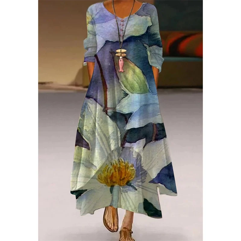 Autumn New Floral Long Dress Sexy Fashion Retro 3D Print Self-cultivation Party Casual Elegance Simple Female Long Floral Dress
Autumn New Floral Long Dress Sexy Fashion Retro 3D Print Self-cultivation Party Casual Elegance Simple Female Long Floral Dress