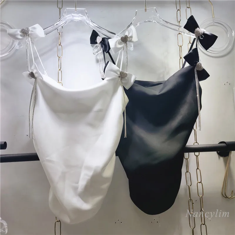 Elegant Satin Blouses Femme 2021 Summer Love Rhinestone Bow Tassel Slim-Fit Women's Sleeveless Shirts Strap Blusas Tops
Elegant Satin Blouses Femme 2021 Summer Love Rhinestone Bow Tassel Slim-Fit Women's Sleeveless Shirts Strap Blusas Tops