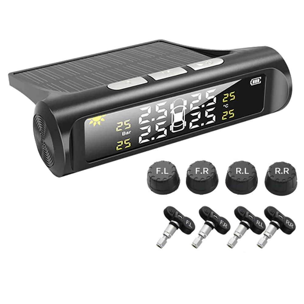 TMPS LCD Display USB Auto Security Alarm Tire Pressure Sensor Smart Car TPMS Tire Pressure Monitoring System Solar Power Digital
TMPS LCD Display USB Auto Security Alarm Tire Pressure Sensor Smart Car TPMS Tire Pressure Monitoring System Solar Power Digital