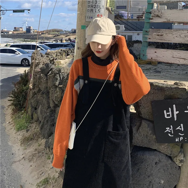 Korean Chic Retro College Style Sweet Western Style Youthful-Looking Loose Mid-Length Slimming Corduroy Suspender Dress
Korean Chic Retro College Style Sweet Western Style Youthful-Looking Loose Mid-Length Slimming Corduroy Suspender Dress