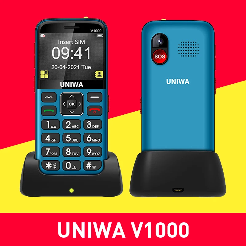 

UNIWA V1000 2.31 Inch Mobile Phone Big Button Telephone 0.3MP Camera Russian Hebrew Keyboard for American 4G Feature Cellphone