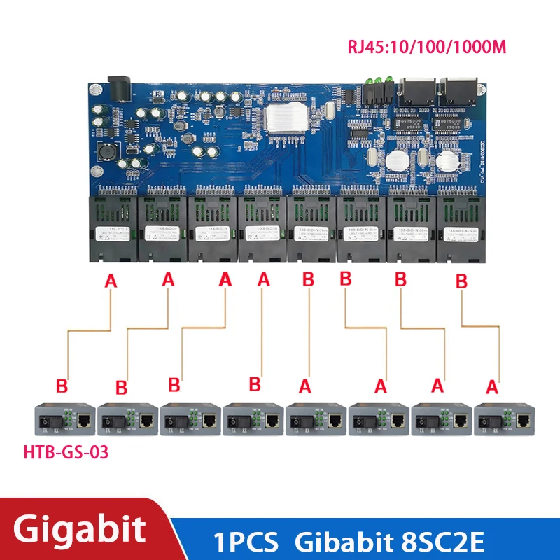 10/100/1000M 8 SC 2 RJ45 utp Gigabit Ethernet коммутатор волоконно оптический медиа конвертер портов