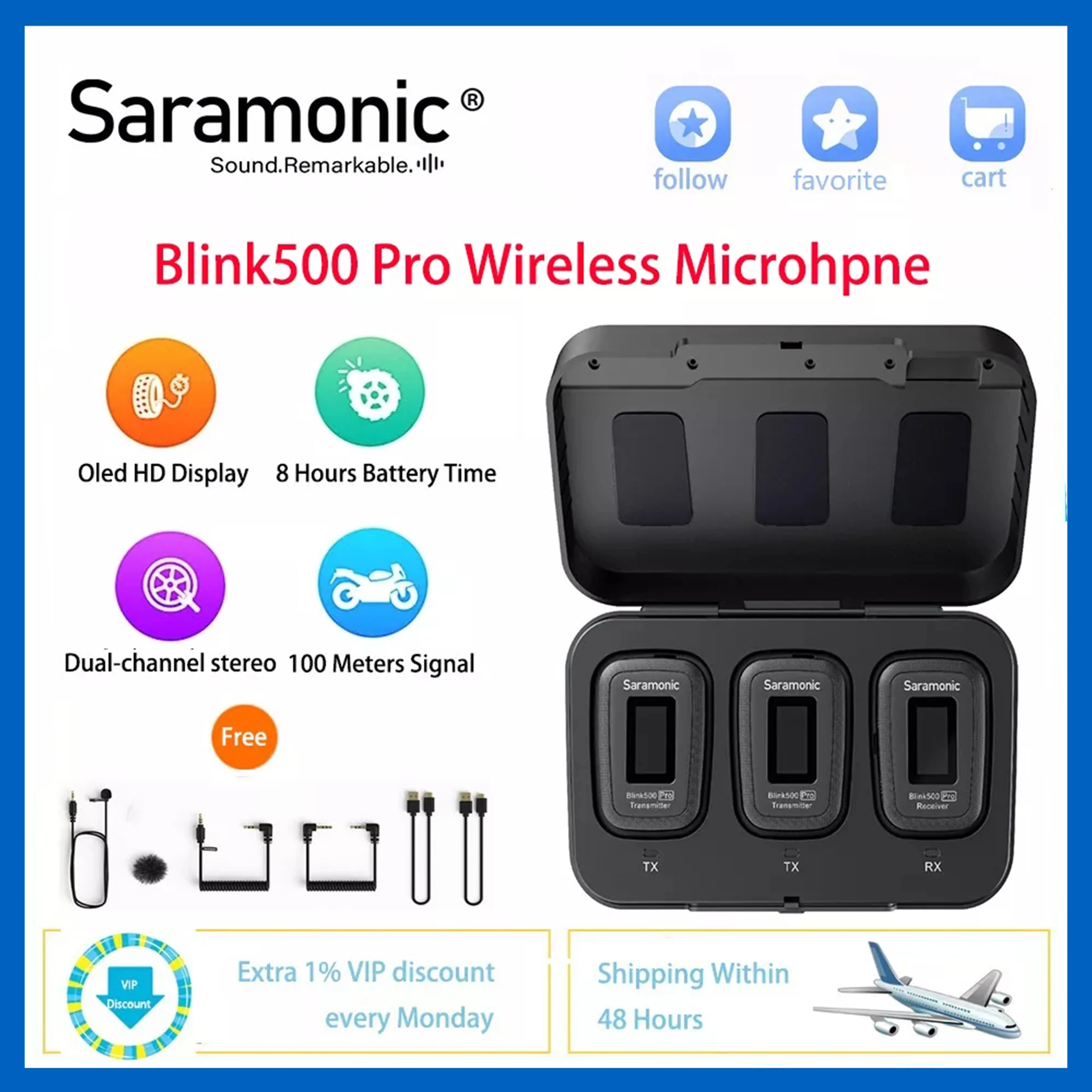 Saramonic Blink500 Pro Lavalier Wireless Microphone System Dual Channel Interview Vlog Photo Studio Mic DSLR Camera Smartphone
Saramonic Blink500 Pro Lavalier Wireless Microphone System Dual Channel Interview Vlog Photo Studio Mic DSLR Camera Smartphone