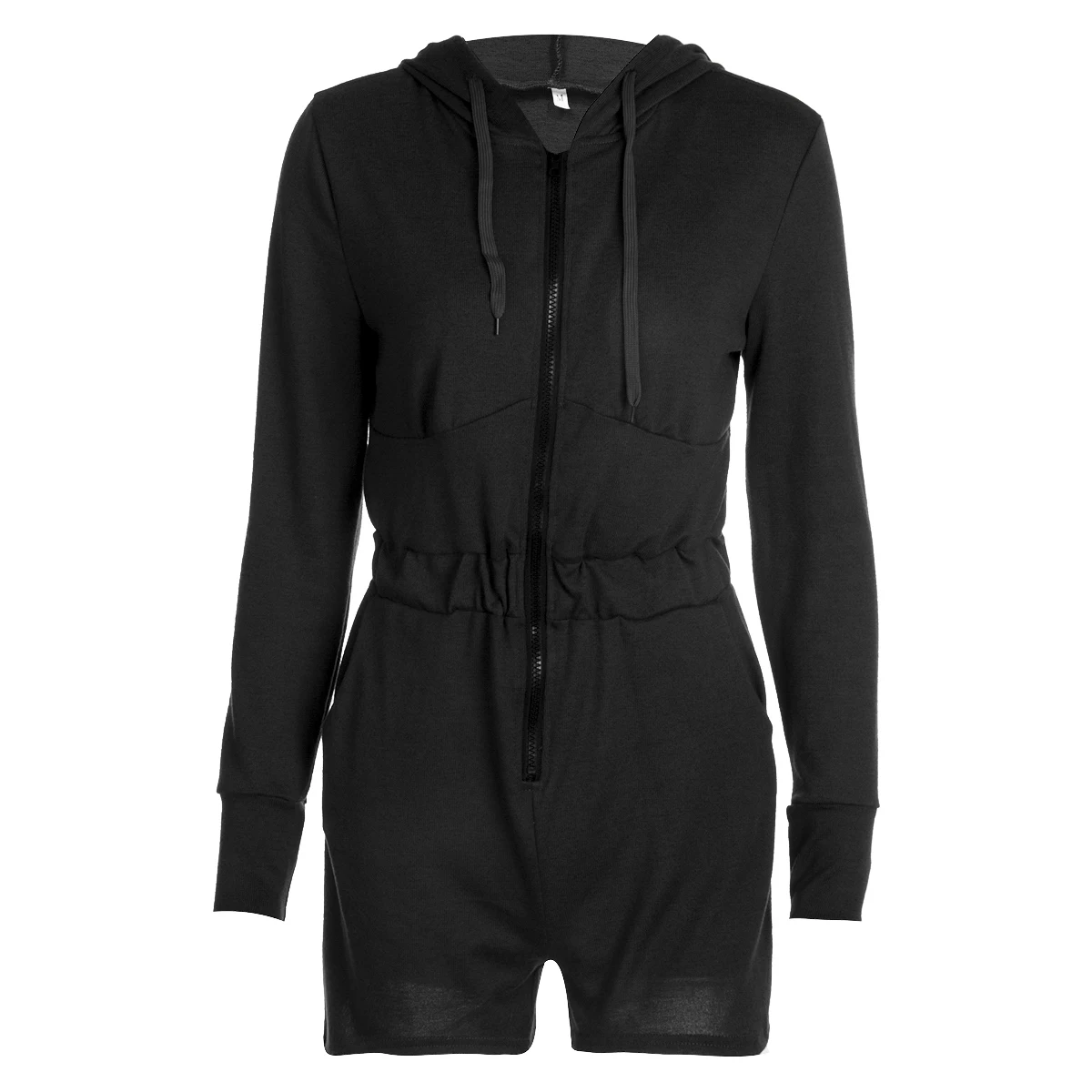 Women Short Solid Jumpsuit, Long Sleeve Drawstring Side Pockets Romper Hooded Playsuit
Women Short Solid Jumpsuit, Long Sleeve Drawstring Side Pockets Romper Hooded Playsuit