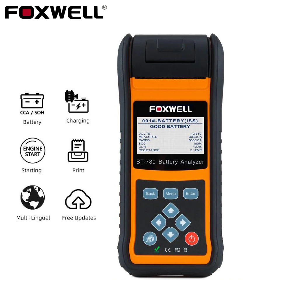 Тестер Аккумуляторов FOXWELL BT780 12 В 0-1000 А анализатор аккумуляторов AGM GEL EBP