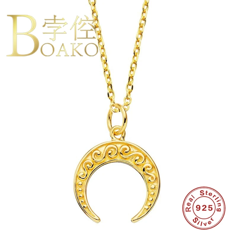 BOAKO Полумесяца кулон 925 стерлингового серебра, колье для женщин, хорошее ювелирное изделие, цепочка колье-чокер золотое ожерелье в стиле ... 
BOAKO Полумесяца кулон 925 стерлингового серебра, колье для женщин, хорошее ювелирное изделие, цепочка колье-чокер золотое ожерелье в стиле ...