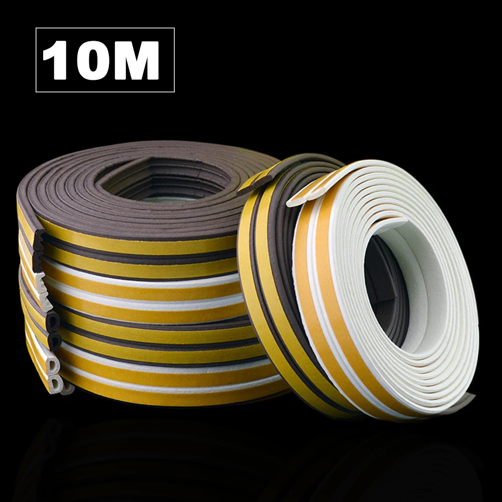 

10M DIEP Type Window Rubber Seal Strip Soundproofing Dustproof Door Weather Stripping Self Adhesive Anti collision Foam Tape