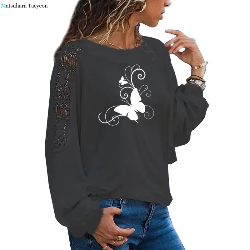 Butterfly Animal Print Women's T-shirts Cotton Long sleeve Top 2021 Fashion Spring Casual Funny T Shirt For Girl Sexy Lace Tees
Butterfly Animal Print Women's T-shirts Cotton Long sleeve Top 2021 Fashion Spring Casual Funny T Shirt For Girl Sexy Lace Tees