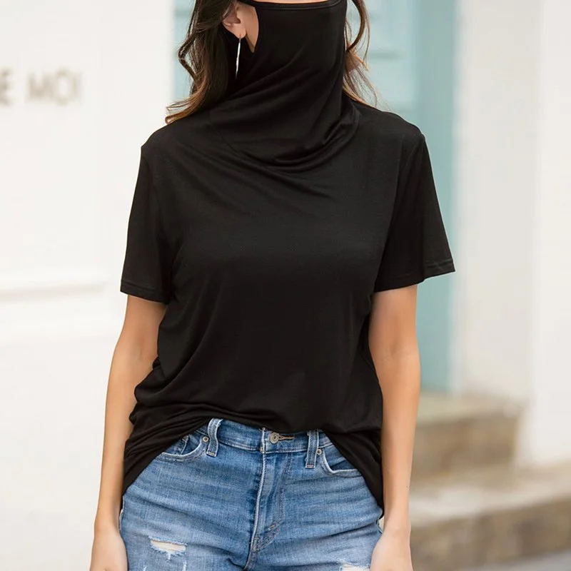 2020 Summer Casual Mask T-shirt Solid Color Short Sleeve Tshirt or Women Turtleneck Fashion Dustproof and Windproof Mask T Shirt
2020 Summer Casual Mask T-shirt Solid Color Short Sleeve Tshirt or Women Turtleneck Fashion Dustproof and Windproof Mask T Shirt