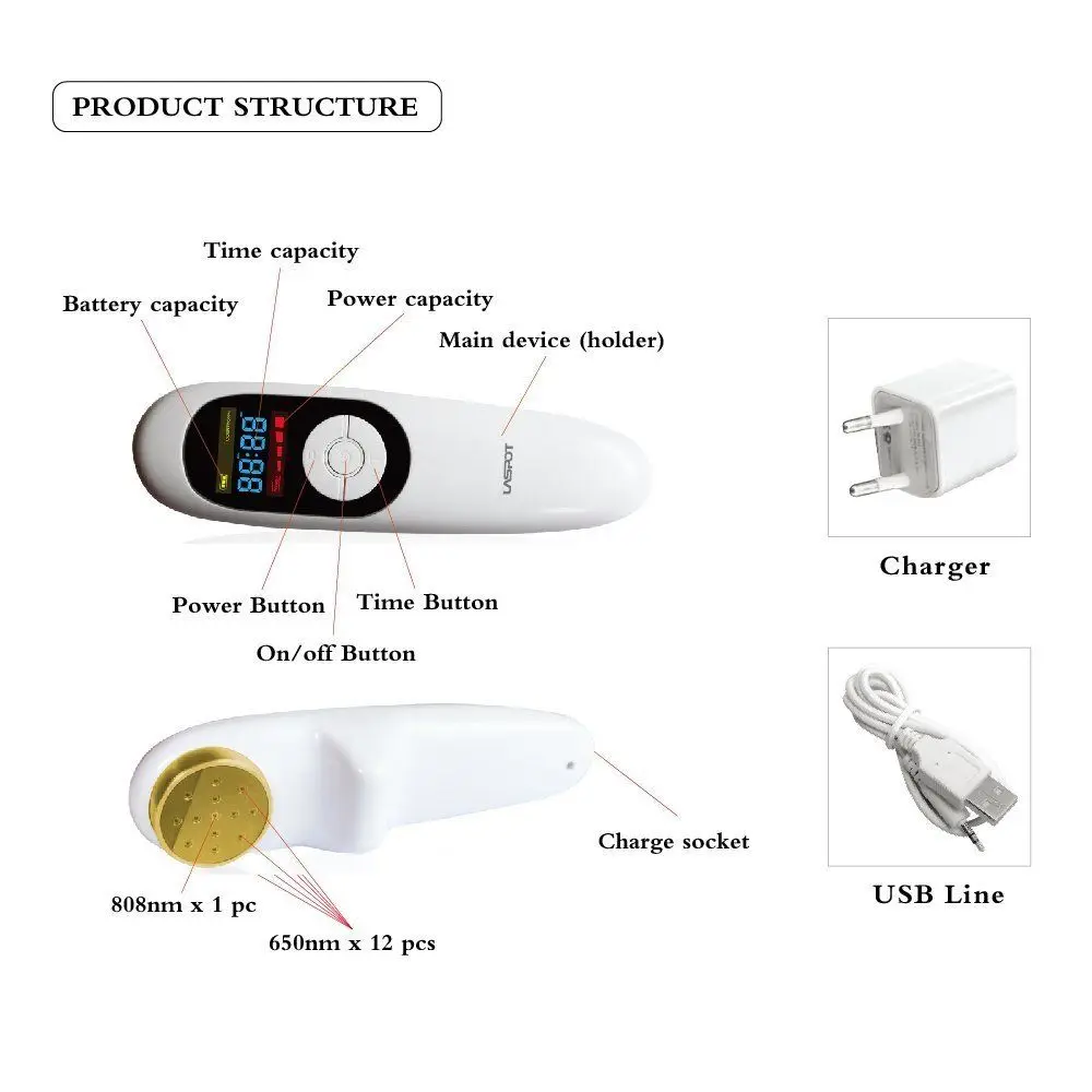 808nm+605nm Low Level Cold Laser Therapy LLLT Portable Body Pain Relief Handheld Device Unit
808nm+605nm Low Level Cold Laser Therapy LLLT Portable Body Pain Relief Handheld Device Unit