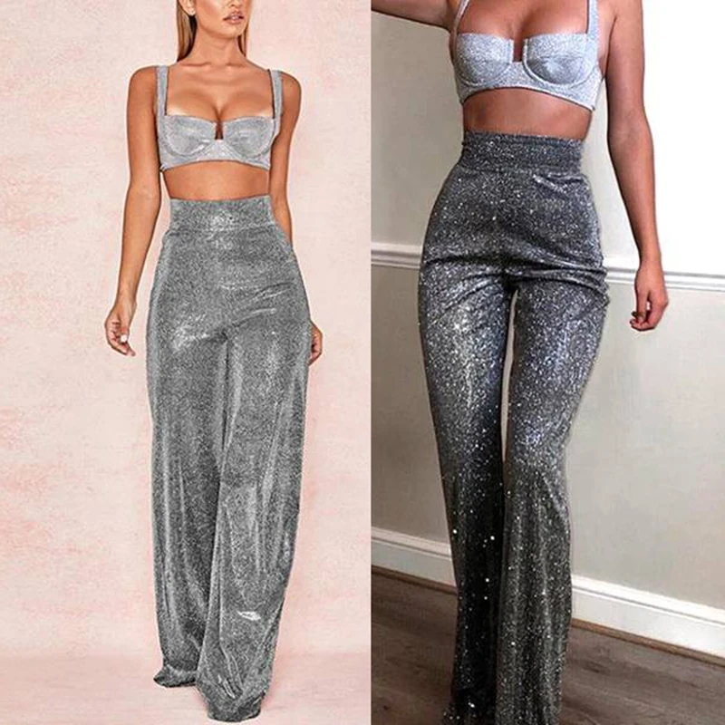 Hot Kf-Women's Silver Sequined High Waist Wide Leg Pants Ladies Winter Pants Sexy Casual Flare Pants
Hot Kf-Women's Silver Sequined High Waist Wide Leg Pants Ladies Winter Pants Sexy Casual Flare Pants