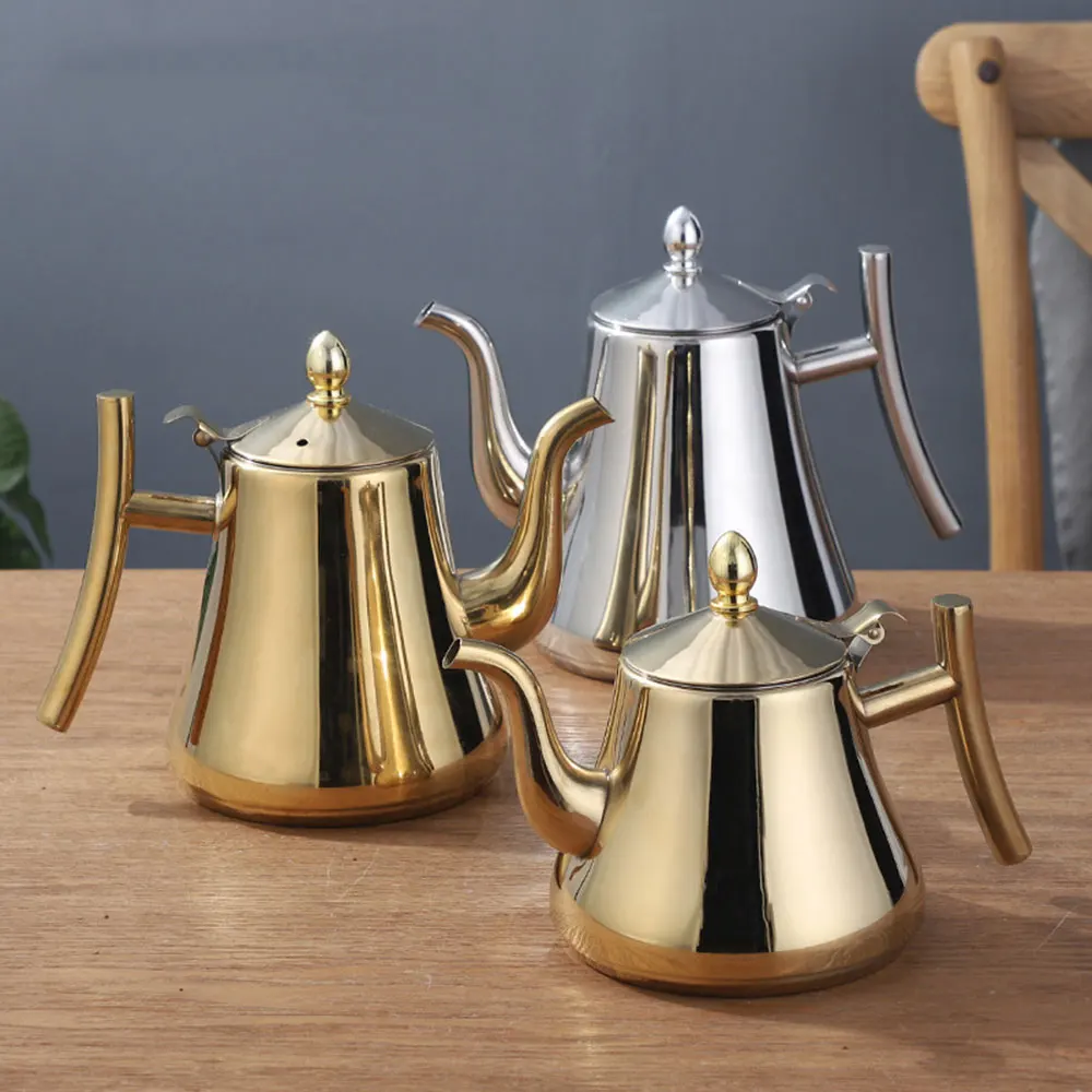 1L/1.5L Thicker Stainless Steel Water Kettles Hotel Tea Pot With Filter Coffee Pot Restaurant Induction Cooker Tea Kettle
1L/1.5L Thicker Stainless Steel Water Kettles Hotel Tea Pot With Filter Coffee Pot Restaurant Induction Cooker Tea Kettle