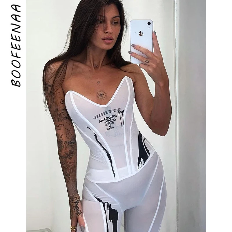 BOOFEENAA Women Clothing 2 Pieces Set White Printed Sheer Mesh Corset Top Biker Shorts Clubwear Sexy Outfits for Woman C87-CZ13
BOOFEENAA Women Clothing 2 Pieces Set White Printed Sheer Mesh Corset Top Biker Shorts Clubwear Sexy Outfits for Woman C87-CZ13