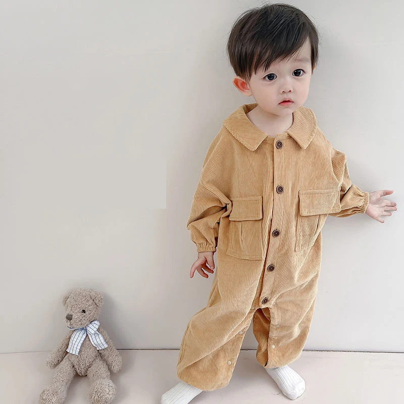 

New Newborn Boys Girls Corduroy Jumpsuits Clothes Spring Autumn Baby Boys Girls Rompers Long Sleeve Children Rompers 0-3Yrs