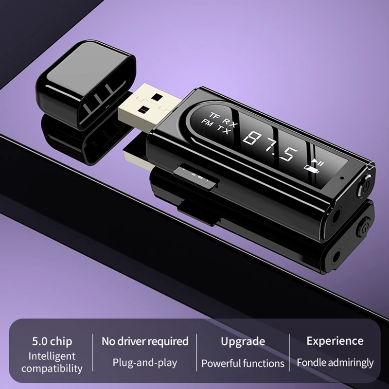 Bluetooth Receiver Transmitter BT5.0 FM Modulator Card Reader 3.5mm AUX Adapter for Headphones Speakers Handsfree Kit
Bluetooth Receiver Transmitter BT5.0 FM Modulator Card Reader 3.5mm AUX Adapter for Headphones Speakers Handsfree Kit