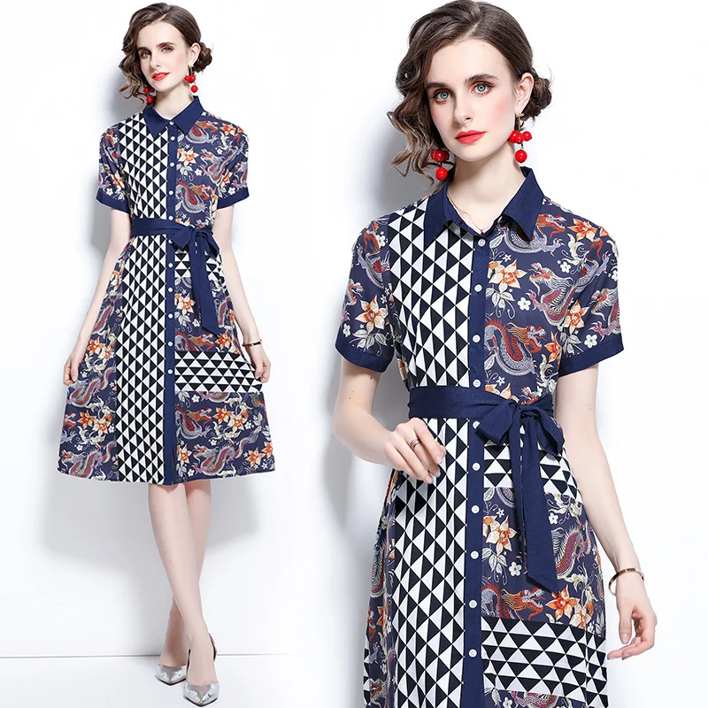Simgent Shirt Dress Women 2021 Summer Short Sleeve Turn Down Collar Midi Triangle Dragon Print Dresses Femme Robe SG16102
Simgent Shirt Dress Women 2021 Summer Short Sleeve Turn Down Collar Midi Triangle Dragon Print Dresses Femme Robe SG16102