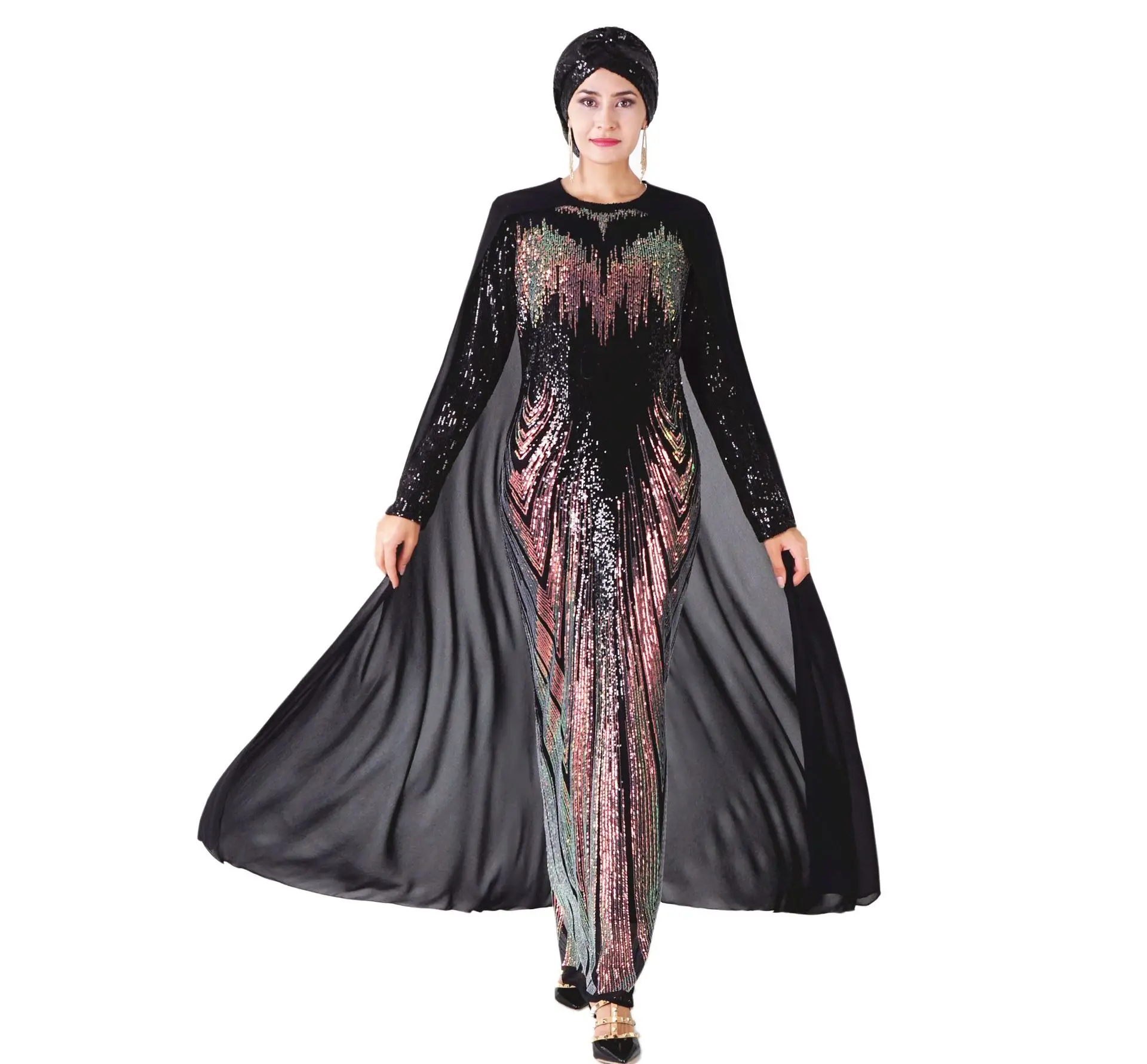 Fashion Sequin Embroidered Cloak Dress Turkish Islamic Evening Dress Women's Dress
Fashion Sequin Embroidered Cloak Dress Turkish Islamic Evening Dress Women's Dress