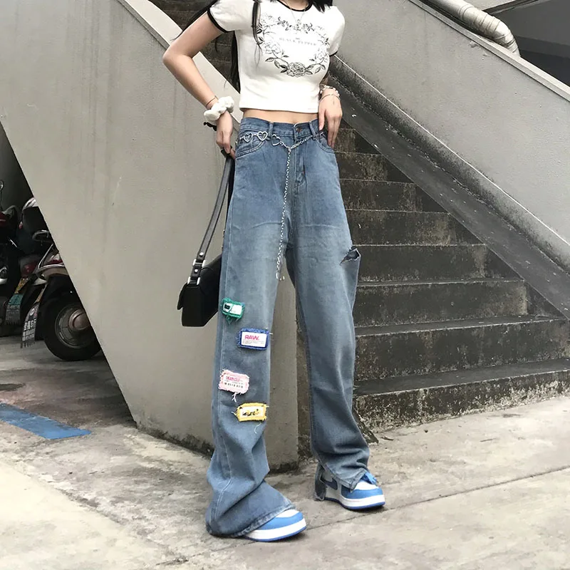 High Waist Women Jeans Ripped Streetwear Hip Hop Fashion Pants Casual Straight 2021 Summer Wide Leg Baggy Ladies Denim Trouser
High Waist Women Jeans Ripped Streetwear Hip Hop Fashion Pants Casual Straight 2021 Summer Wide Leg Baggy Ladies Denim Trouser