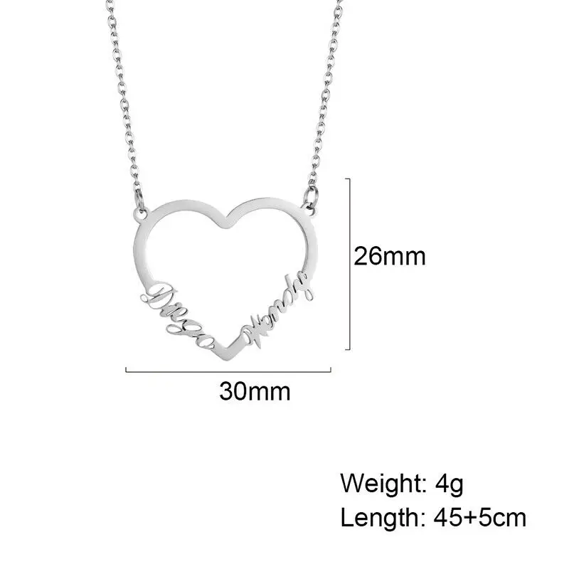 Sherman Customized Name Heart Necklace 2 Name Stainless Steel Pendant For Girlfriend Birthday Gift Female Jewelry Couple Pareja 
Sherman Customized Name Heart Necklace 2 Name Stainless Steel Pendant For Girlfriend Birthday Gift Female Jewelry Couple Pareja